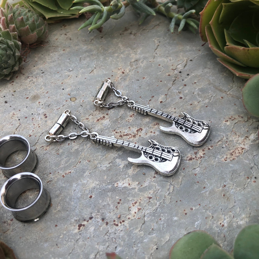 Electric Guitar Magnetic Clasp Gauged Earrings