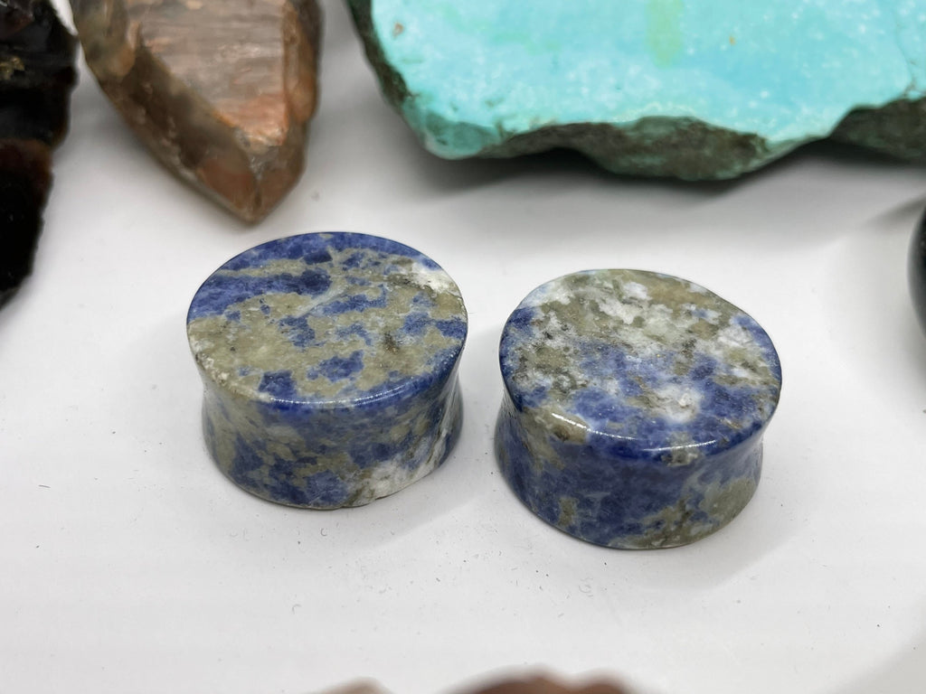 OOAK Sodalite Stone Plugs – 7/8" (22mm)