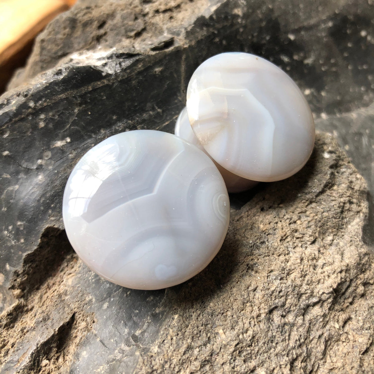 OOAK Grey Agate Plugs – 1" (25mm) Single Flared