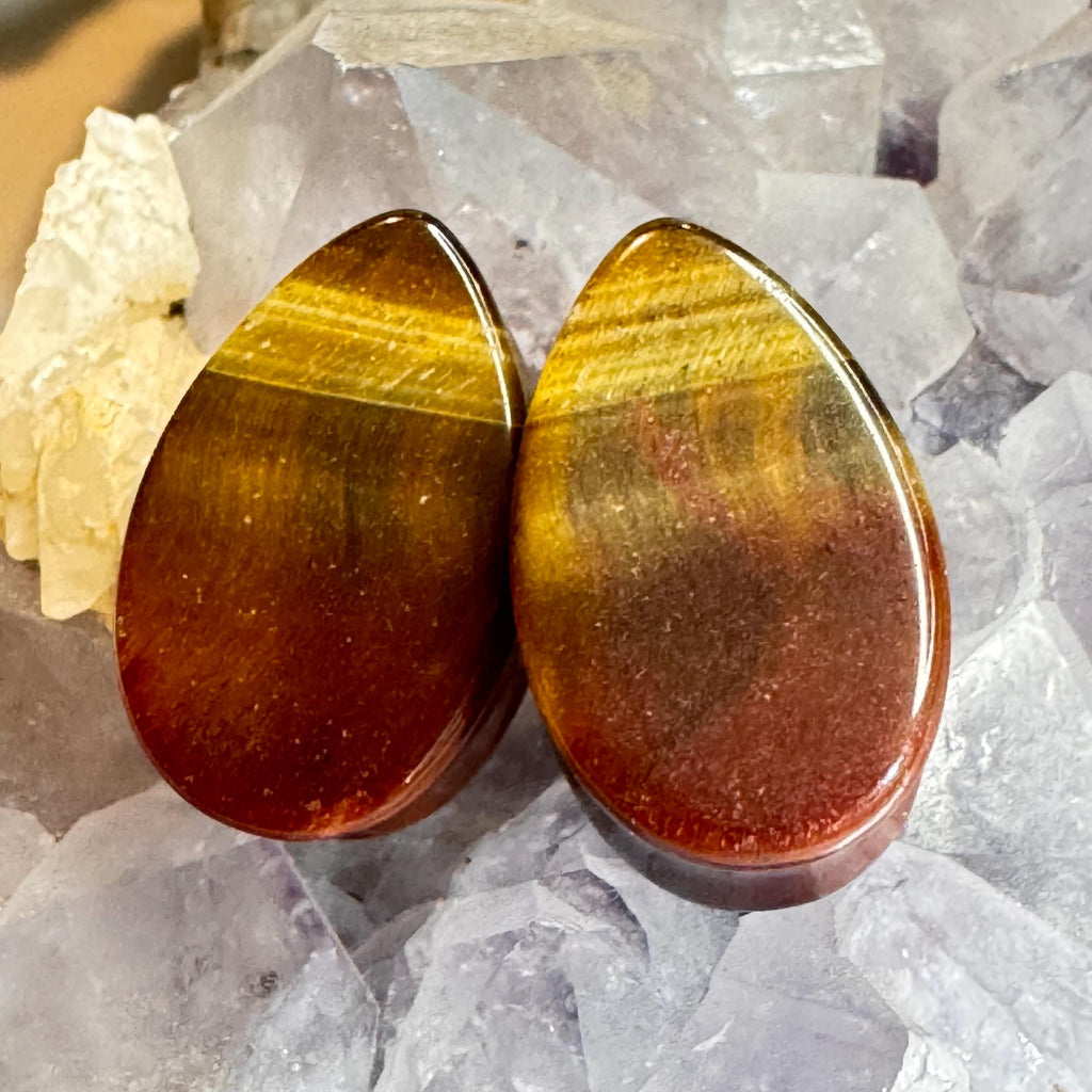OOAK Brown & Red Tiger’s Eye Teardrop Plugs – 11/16" (17mm)