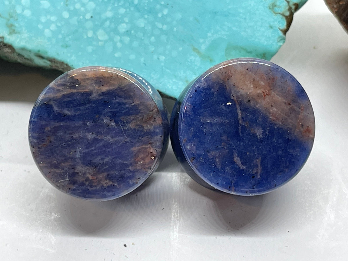 OOAK Blue Sodalite Stone Plugs – 5/8" (16mm)