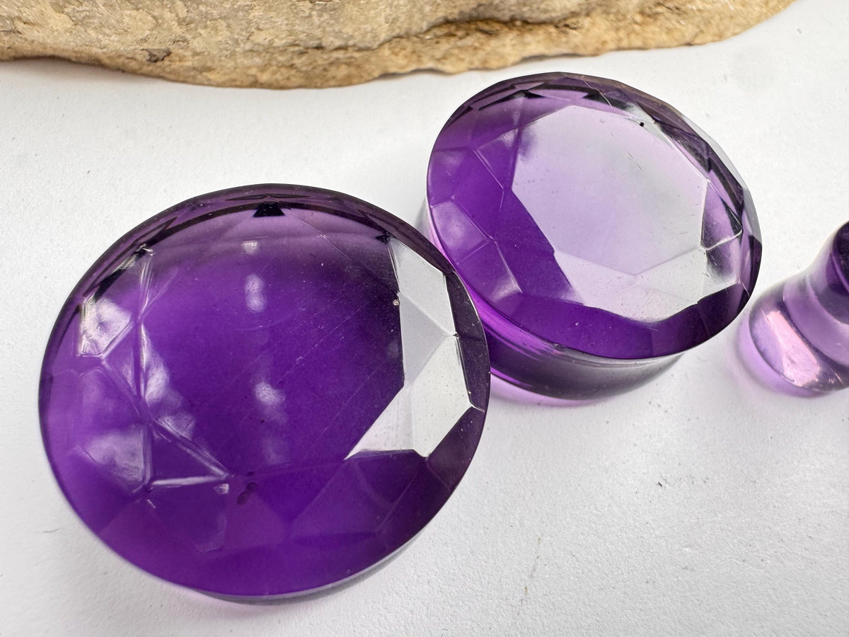 Purple Faceted Glass Plugs – Double Flared Gauges