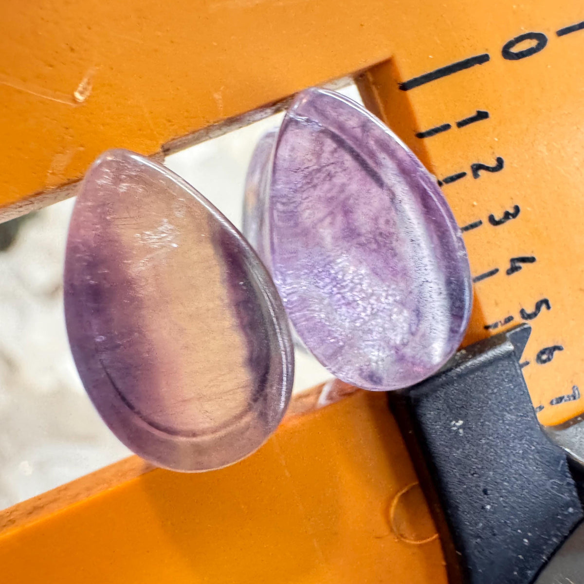 OOAK Purple Fluorite Teardrop Plugs – 7/16" (11mm)