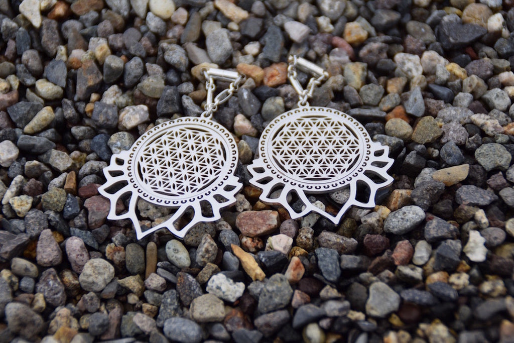 Lotus & Flower of Life Magnetic Clasp Earrings