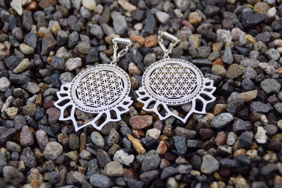 Lotus & Flower of Life Magnetic Clasp Earrings