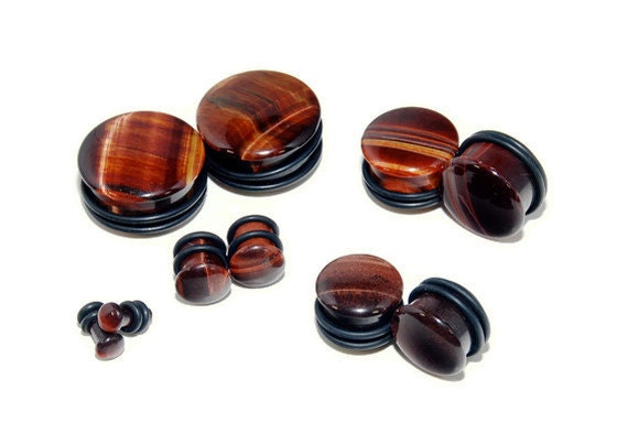 Red Tiger's Eye Plugs – Single Flared Stone Gauges