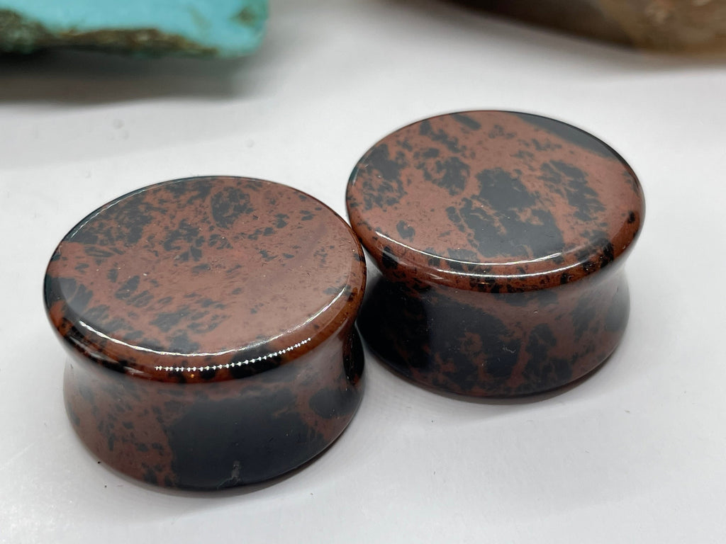 OOAK Mahogany Stone Plugs – 7/8" (22mm)