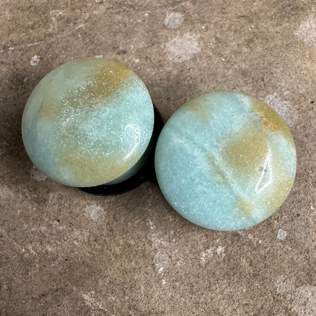 OOAK Amazonite Plugs – 9/16" (14mm) Single Flared