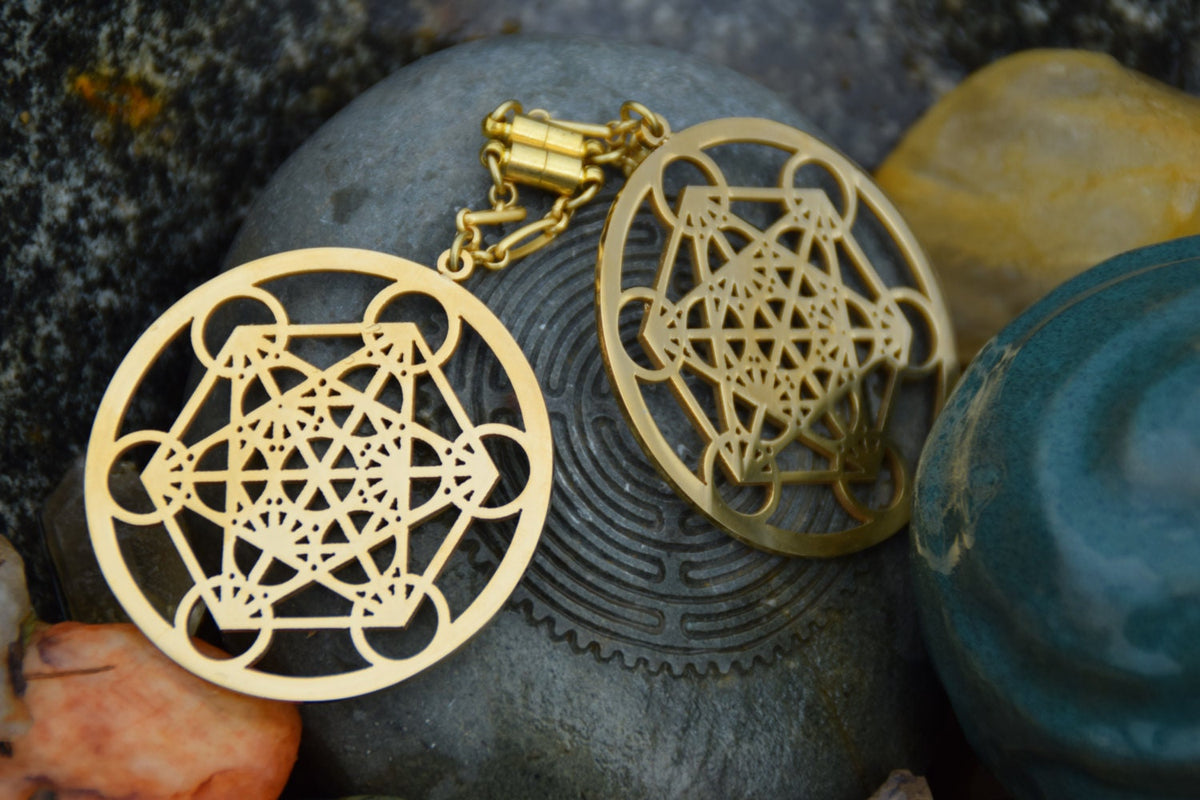 Metatron's Cube Magnetic Clasp Gauged Earrings