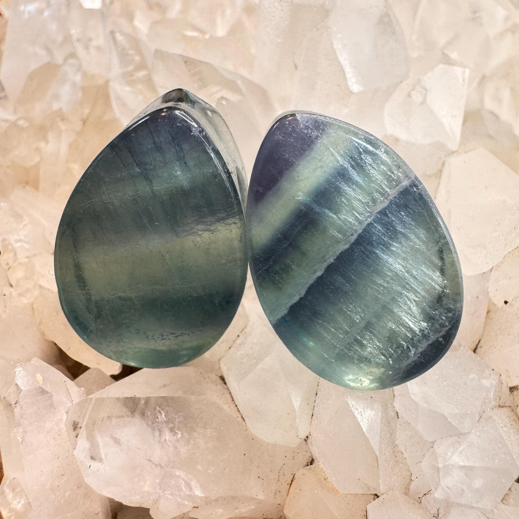 OOAK Teal Fluorite Teardrop Plugs – 7/8" (22mm)
