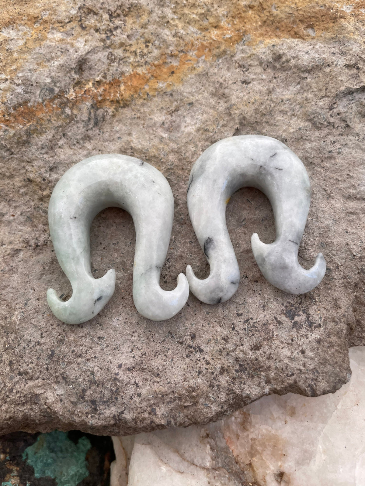 OOAK Jadeite Wave Hook Earrings – 9/16" (14mm)