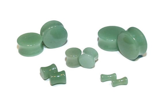 Green Aventurine Stone Plugs – Double Flared Ear Gauges