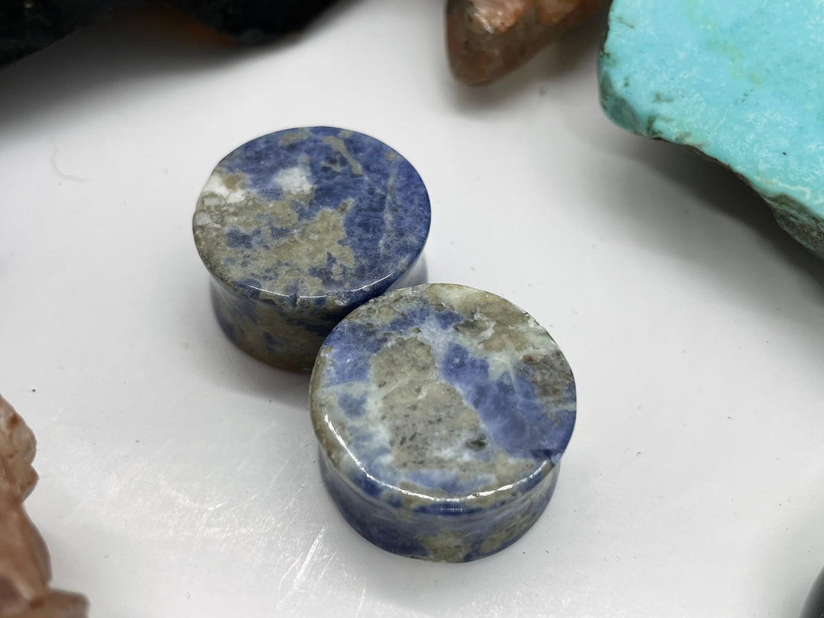 OOAK Sodalite Stone Plugs – 7/8" (22mm)