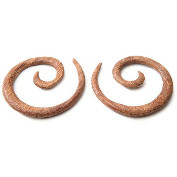 Coconut Wood Spiral Earrings – Large Organic Gauges