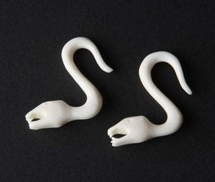 Bone & Horn Snake Hanging Earrings – Ear Gauges