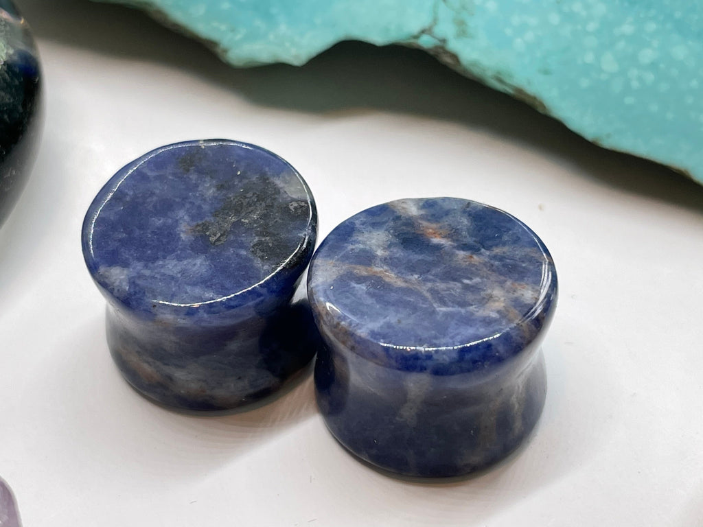 OOAK White-Inclusion Sodalite Plugs – 9/16" (14mm)