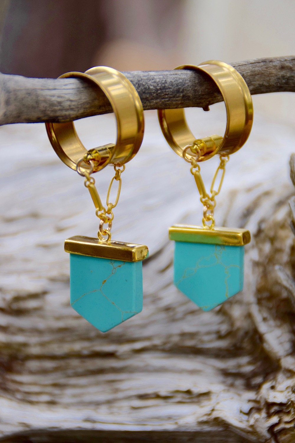 Turquoise Magnetic Clasp Gauged Earrings – Ear Hangers