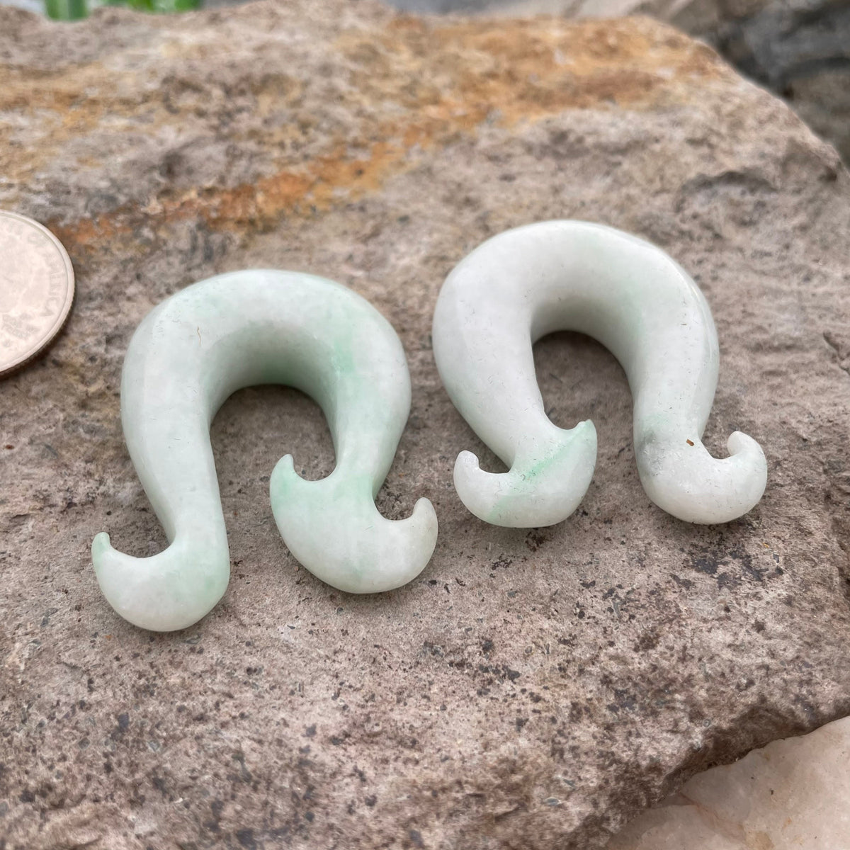 OOAK Jadeite Wave Hook Earrings – 9/16" (14mm)