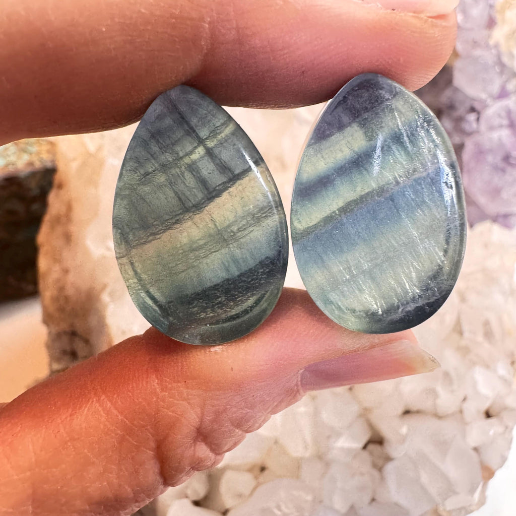OOAK Teal Fluorite Teardrop Plugs – 7/8" (22mm)
