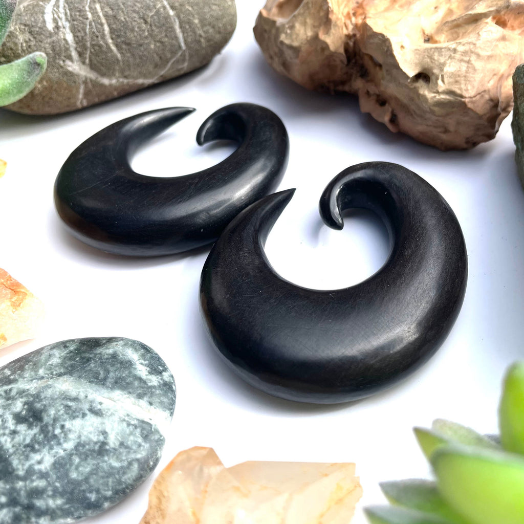Classic Ebony Wood Thick Hoop Earrings – Limited Stock
