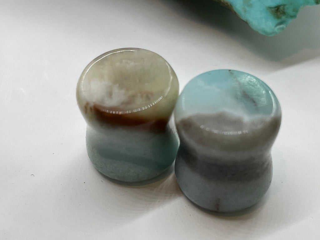 OOAK Amazonite Stone Plugs – 7/16" (11mm)