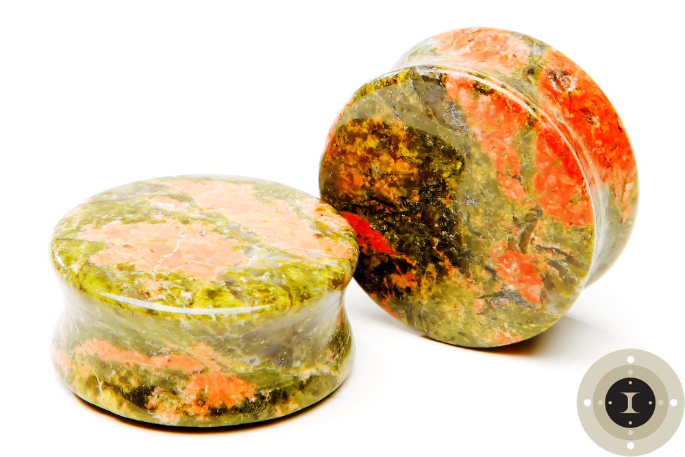 Unakite Stone Plugs – Double Flared Ear Gauges