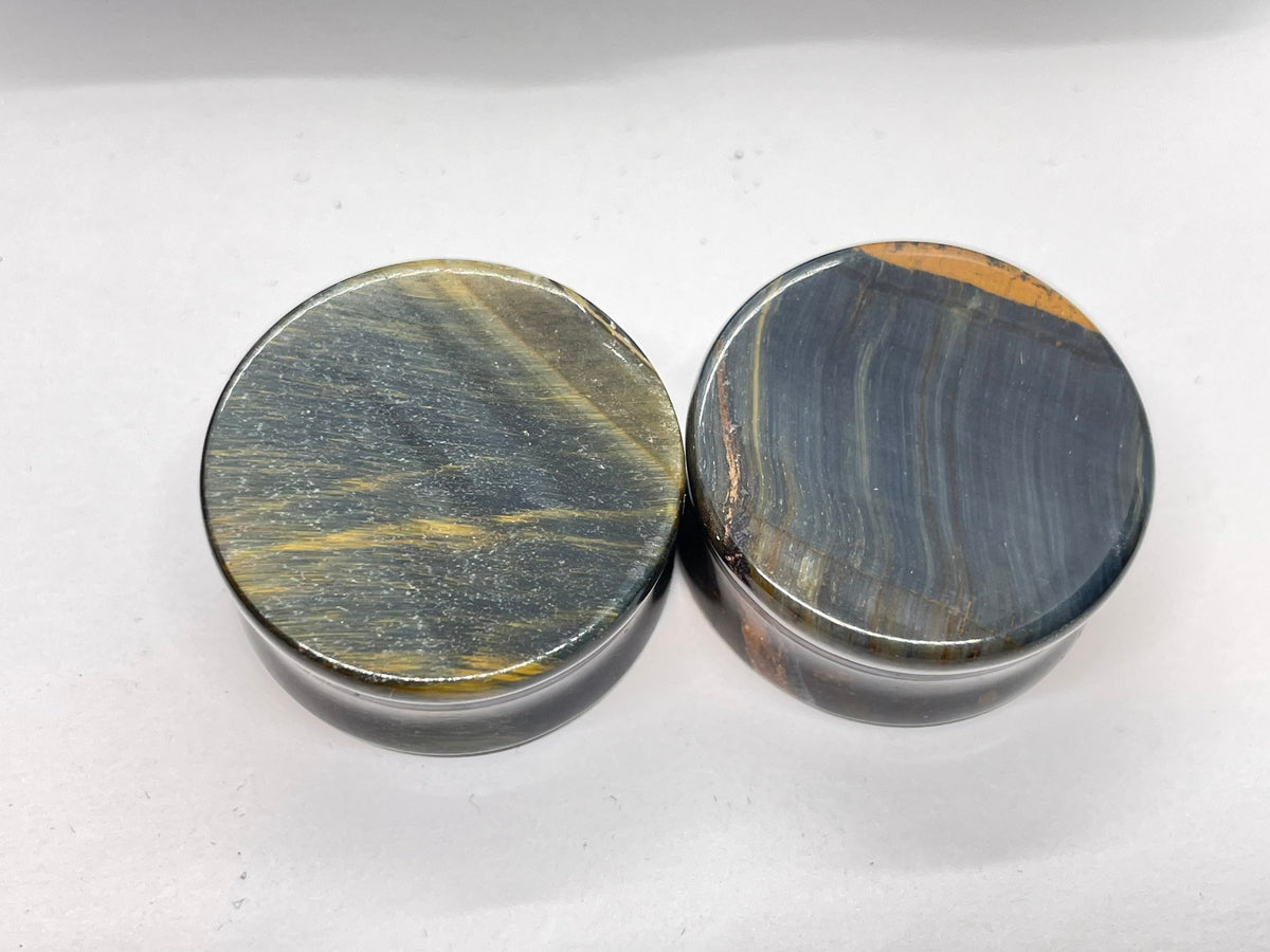 OOAK Blue Tiger’s Eye Plugs – 1" (25mm)