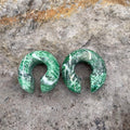 OOAK Green Marble Donut Ear Hangers – 00g (9.5mm)