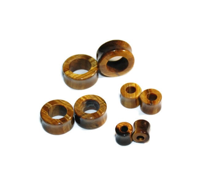 Brown Tiger’s Eye Tunnels – Double Flared Stone Gauges