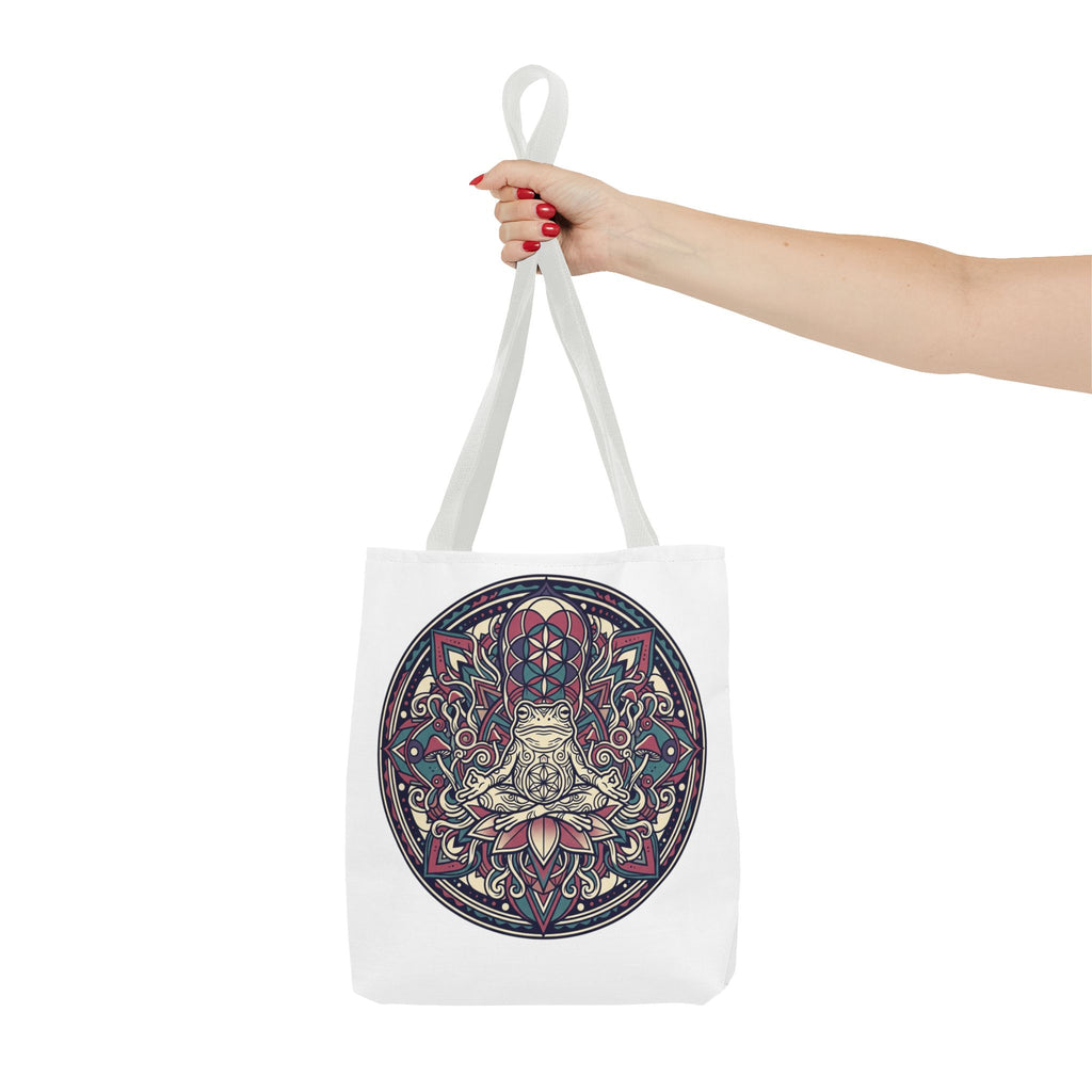 Meditating Cat Mandala Tote Bag — Boho Yoga, Spiritual Gift