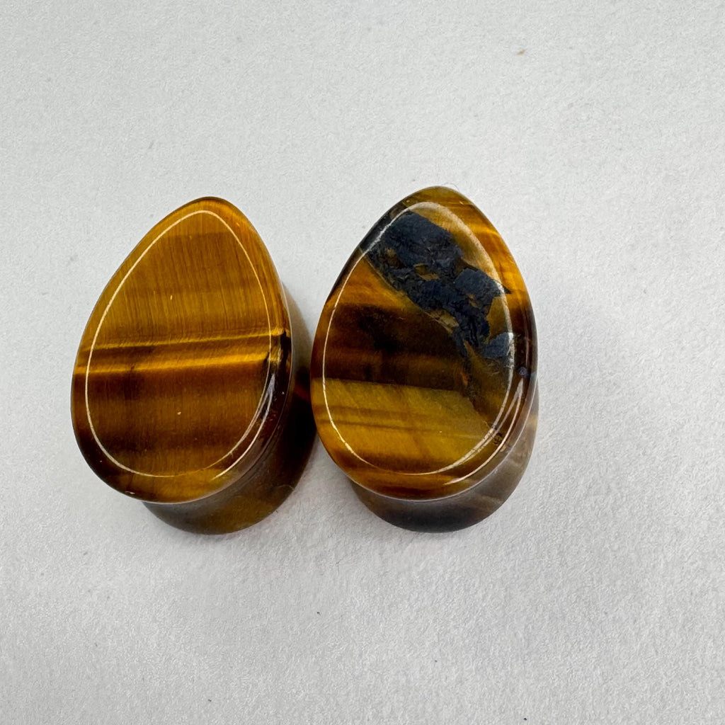 OOAK Tiger’s Eye Teardrop Plugs – 7/16" (11mm)