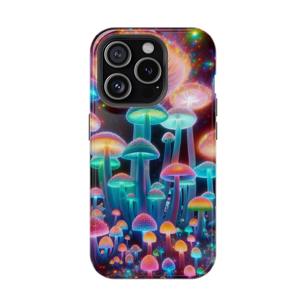 Psychedelic Neon Mushroom Phone Case — Protective Cosmic Art iPhone Cover