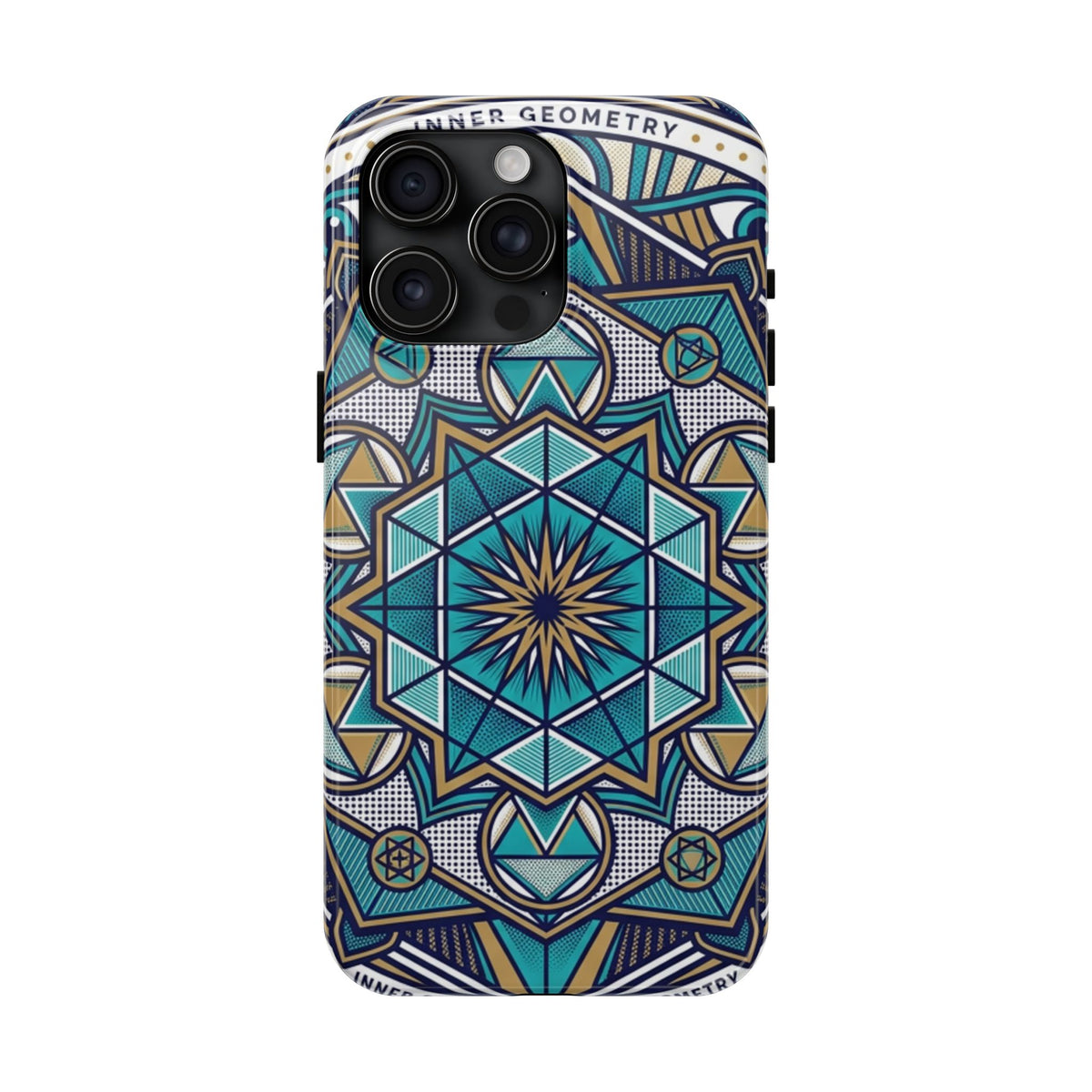 Tough Phone Case — Blue Geometric Mandala Protective Phone Cover