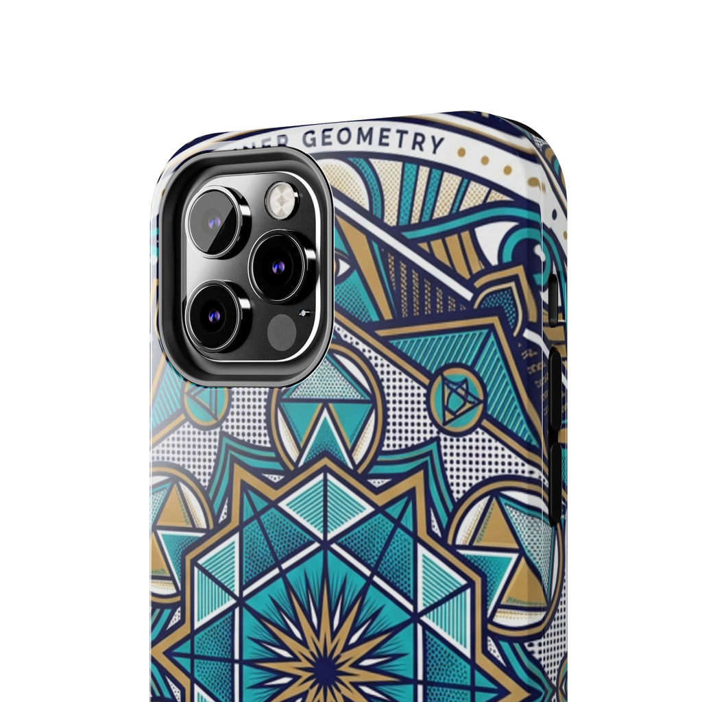 Tough Phone Case — Blue Geometric Mandala Protective Phone Cover