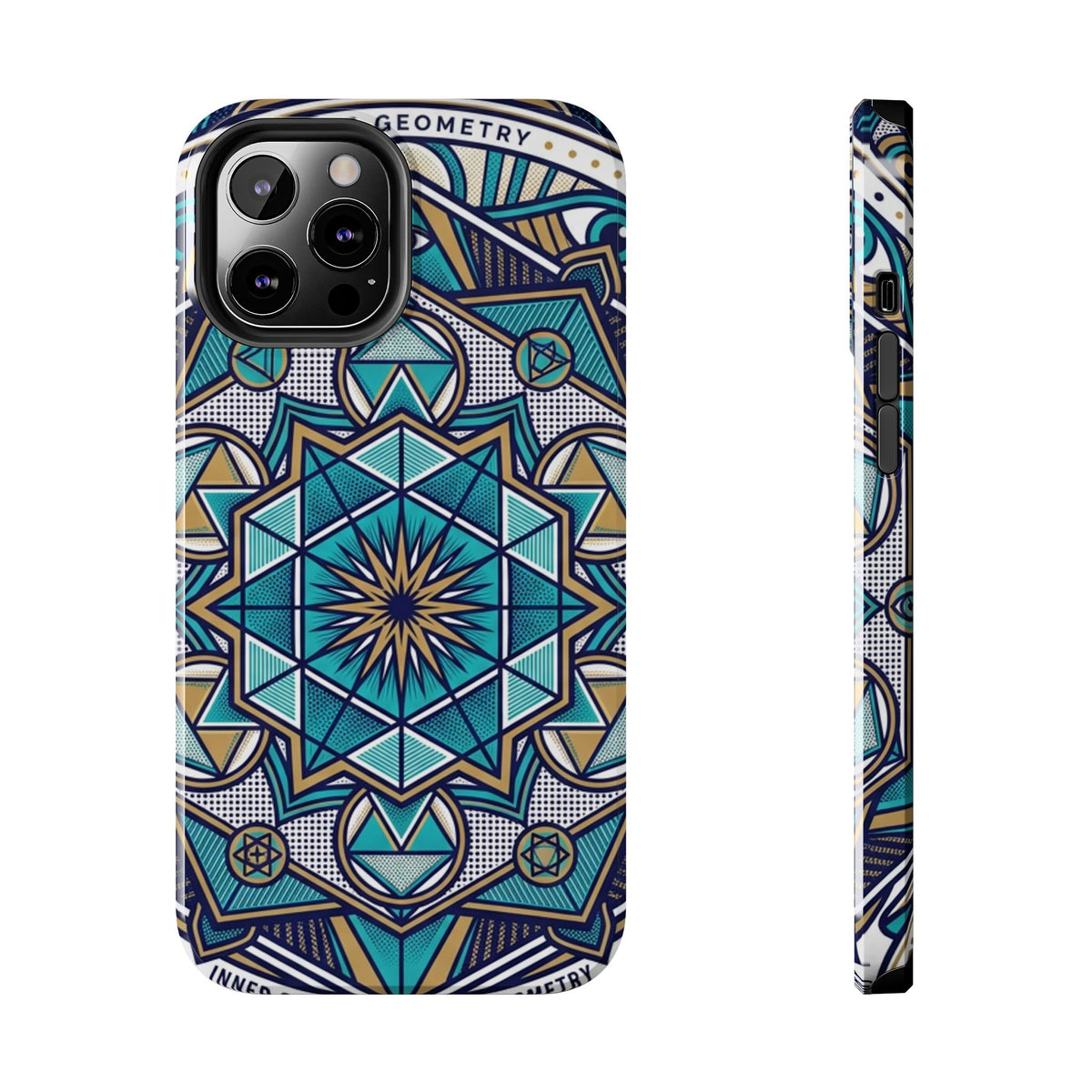 Tough Phone Case — Blue Geometric Mandala Protective Phone Cover