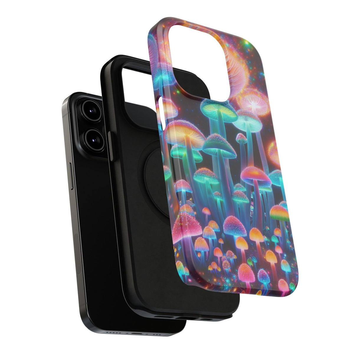 Psychedelic Neon Mushroom Phone Case — Protective Cosmic Art iPhone Cover