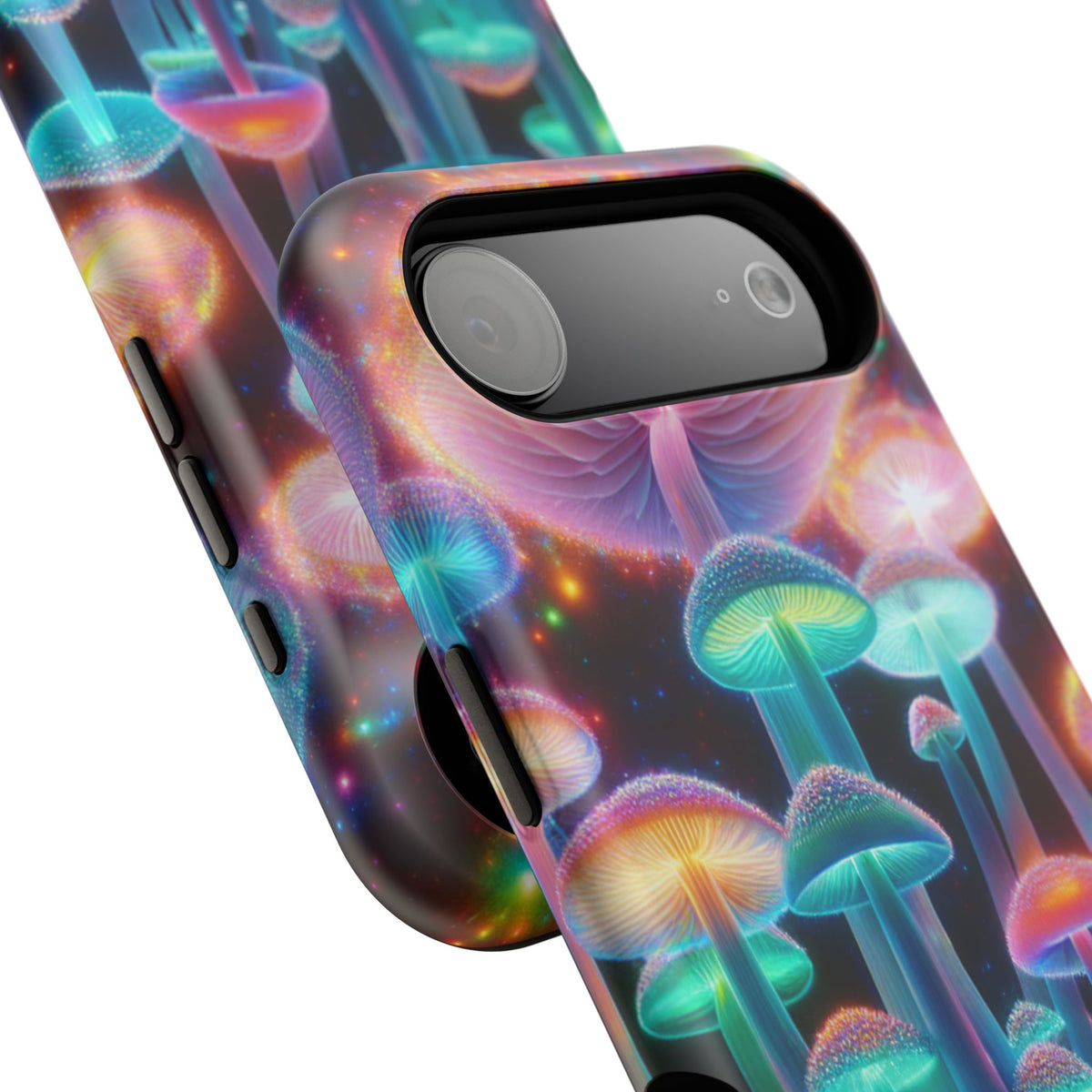 Psychedelic Neon Mushroom Phone Case — Protective Cosmic Art iPhone Cover