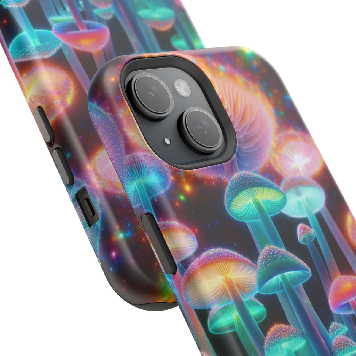 Psychedelic Neon Mushroom Phone Case — Protective Cosmic Art iPhone Cover