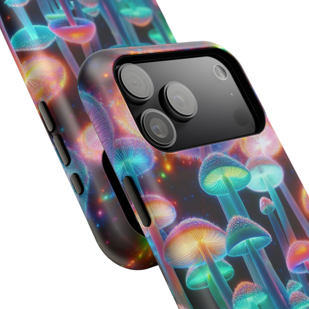 Psychedelic Neon Mushroom Phone Case — Protective Cosmic Art iPhone Cover