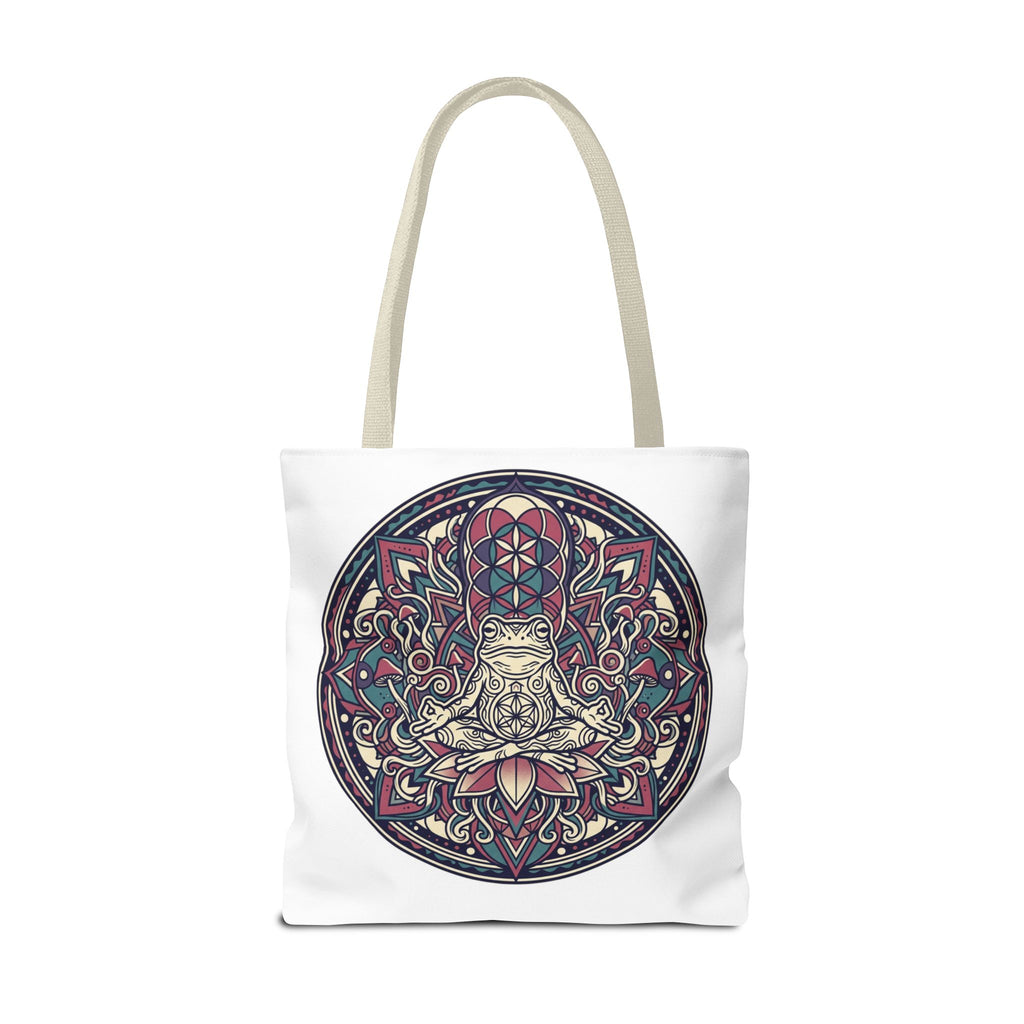 Meditating Cat Mandala Tote Bag — Boho Yoga, Spiritual Gift