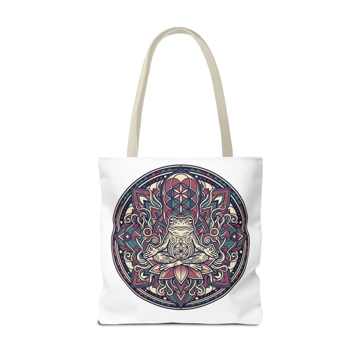 Meditating Cat Mandala Tote Bag — Boho Yoga, Spiritual Gift