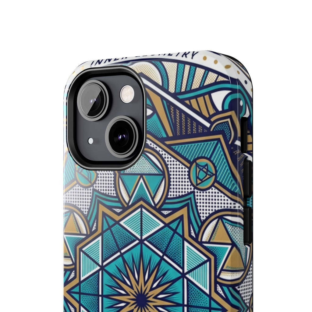 Tough Phone Case — Blue Geometric Mandala Protective Phone Cover