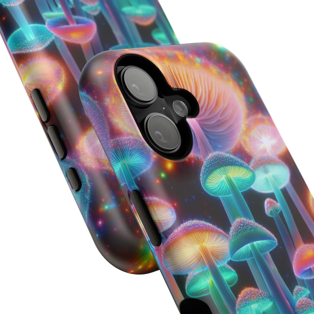 Psychedelic Neon Mushroom Phone Case — Protective Cosmic Art iPhone Cover