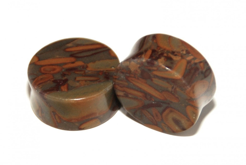 Bamboo Jasper Plugs – Double Flared Earth-Tone Gauges