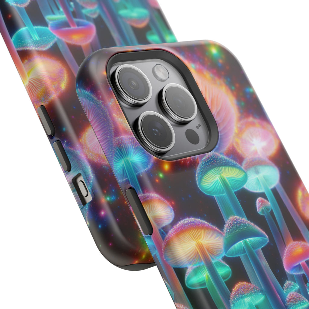 Psychedelic Neon Mushroom Phone Case — Protective Cosmic Art iPhone Cover