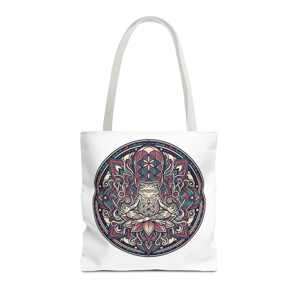 Meditating Cat Mandala Tote Bag — Boho Yoga, Spiritual Gift