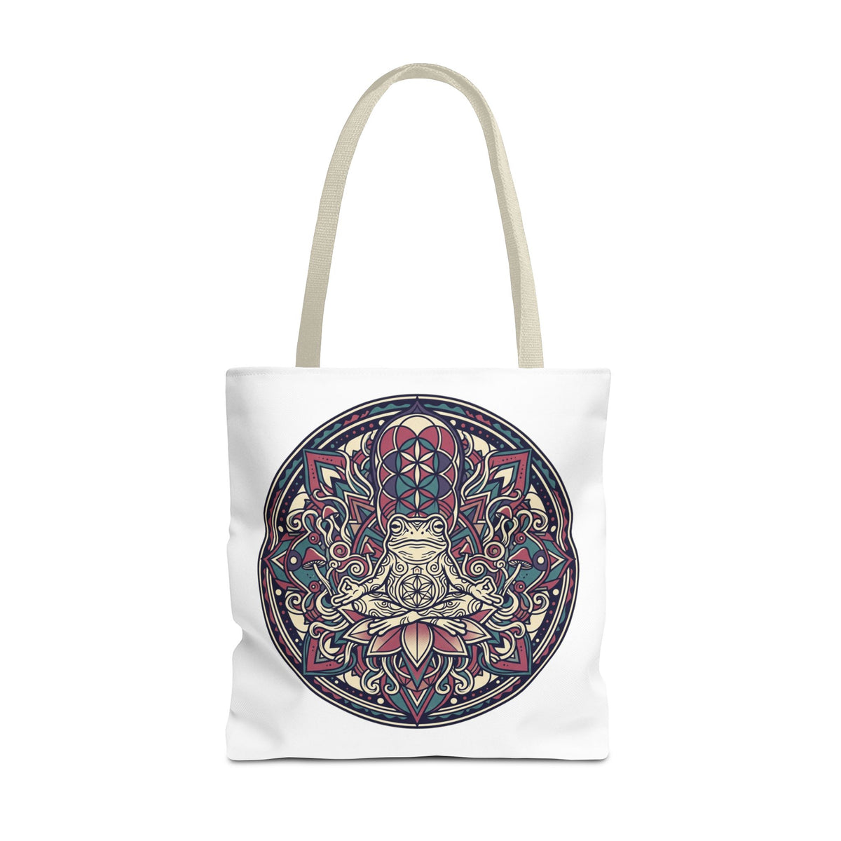 Meditating Cat Mandala Tote Bag — Boho Yoga, Spiritual Gift