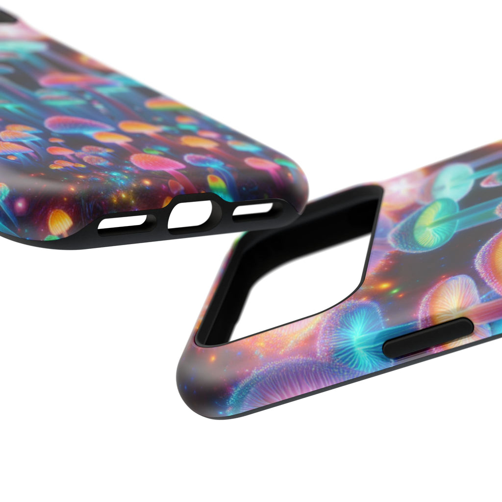 Psychedelic Neon Mushroom Phone Case — Protective Cosmic Art iPhone Cover