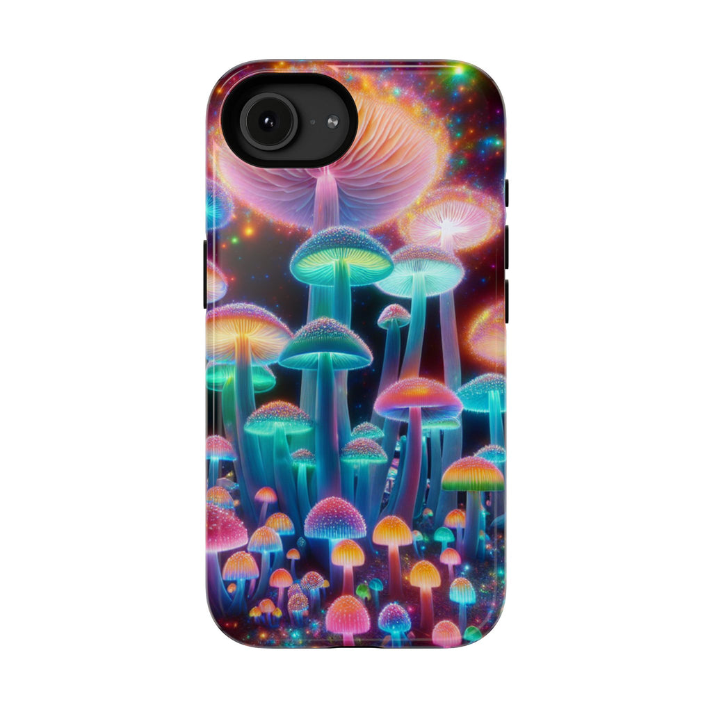 Psychedelic Neon Mushroom Phone Case — Protective Cosmic Art iPhone Cover