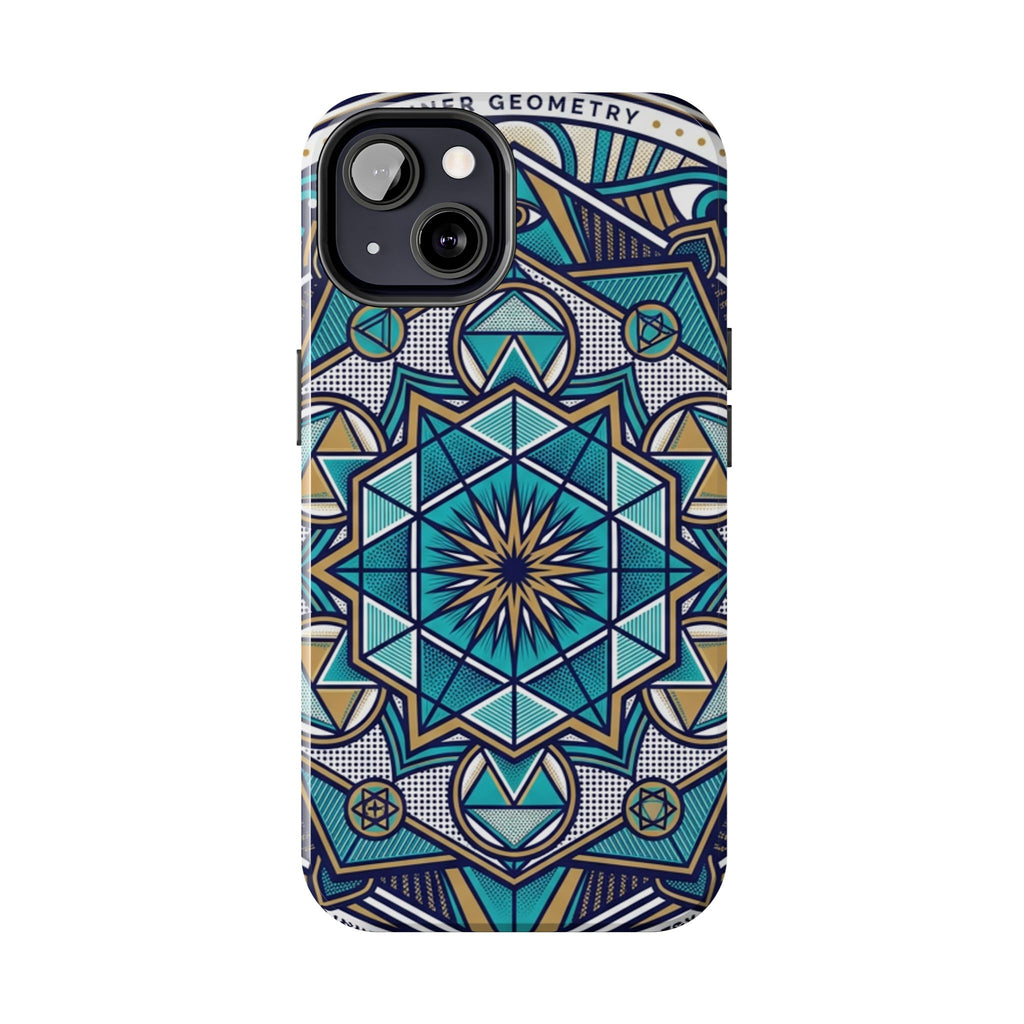 Tough Phone Case — Blue Geometric Mandala Protective Phone Cover